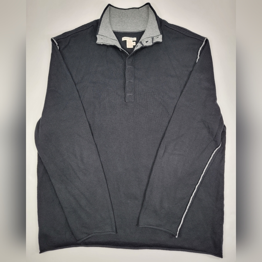 Carbon 2 Cobalt Men's XL Gloaming Sweater Cashmere Blend Black Henley Pullover